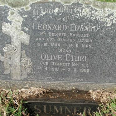 SUMNER Leonard Edward 1904-1965 &amp; Olive Ethel 1910-1968