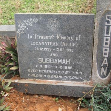 SUBBAN Loganathan 1933-1990 &amp; Subbamah 1941-1999