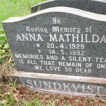 SUNDKVIST Anna Mathilda 1929-1992