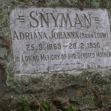 SNYMAN Adriana Johanna nee LOUW 1863-1950