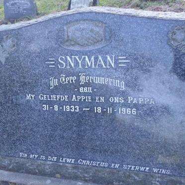 SNYMAN Abraham Jacobus 1933-1966