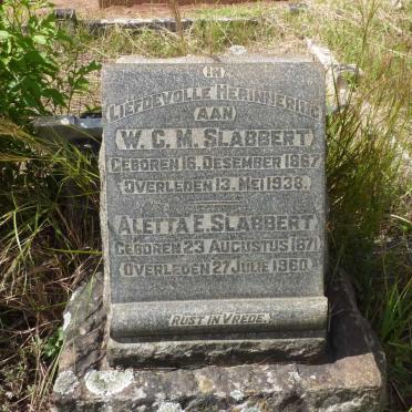 SLABBERT W.C.M. 1867-1938 &amp; Aletta E. 1871-1960
