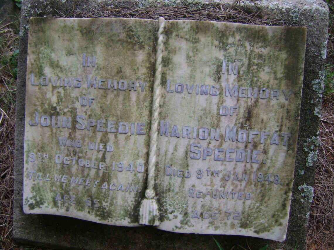 SPEEDIE John -1940 &amp; Marion Moffat -1948