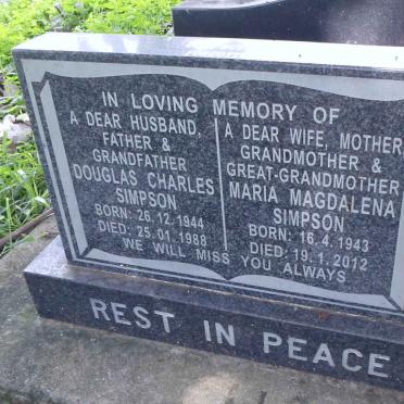 SIMPSON Douglas Charles 1944-1988 &amp; Maria Magdalena 1943-2012