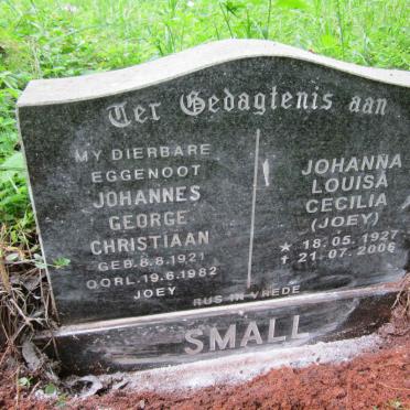 SMALL Johannes George Christiaan 1921-1982 &amp; Johanna Louisa Cecilia 1929-2006