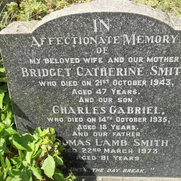 SMITH Thomas Lamb 1973 &amp; Bridget Catherine -1943 :: SMITH Charles Gabriel -1935