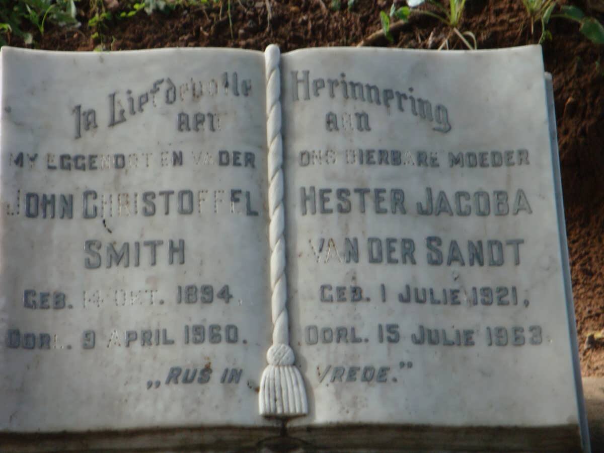 SMITH John Christoffel 1894-1960 :: SANDT Hester Jacoba, van der 1921-1963