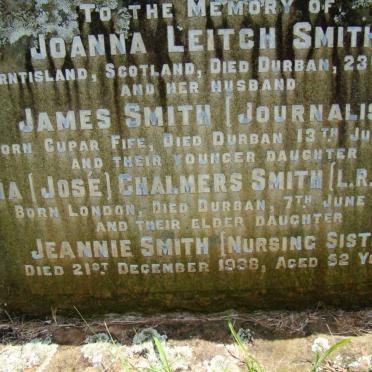 SMITH James -1919 &amp; Joanna Leitch  -1911 :: SMITH Joanna Chalmers -1934 :: SMITH Jeannie -1938