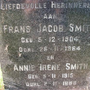 SMITH Frans Jacob 1904-1964 &amp; Annie Irene 1915-1988