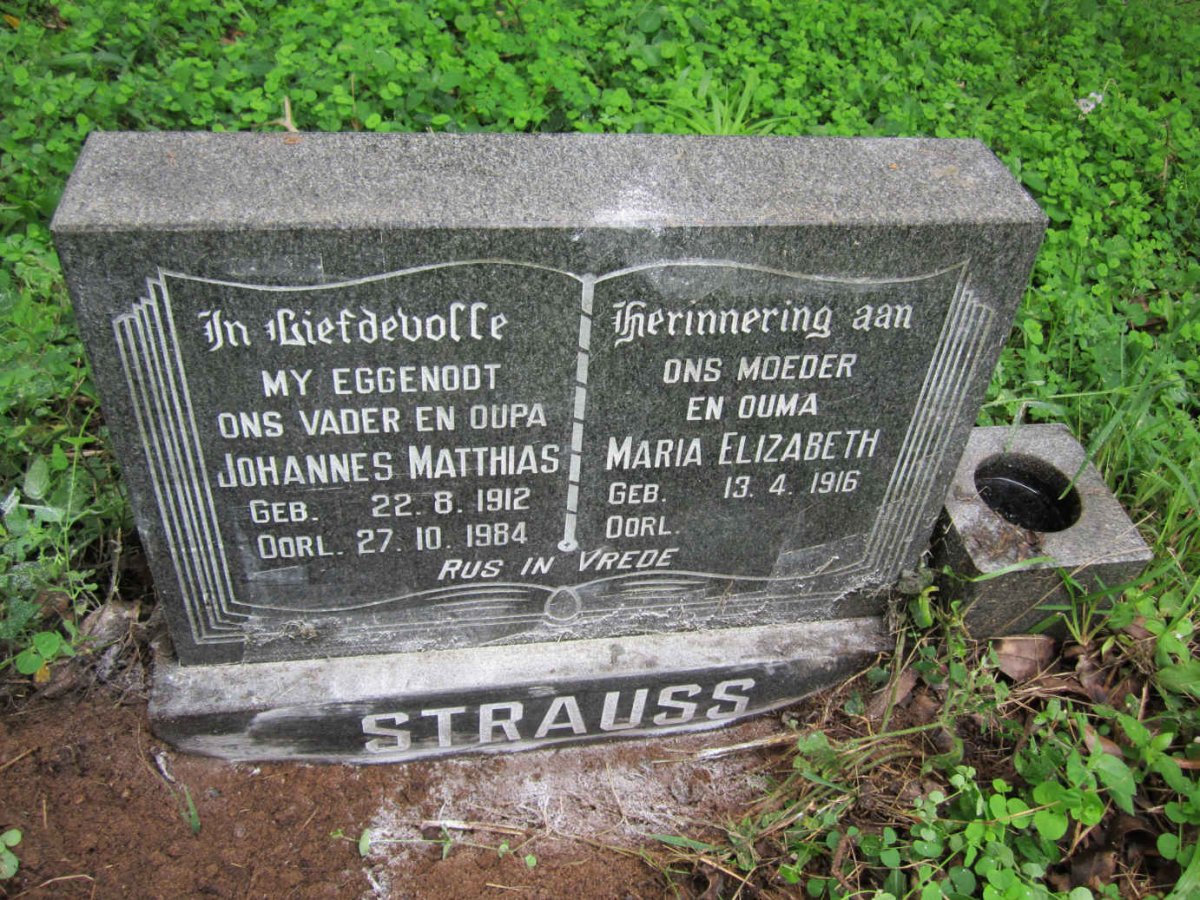 STRAUSS Johannes Matthias 1912-1984 &amp; Maria Elizabeth 1916-