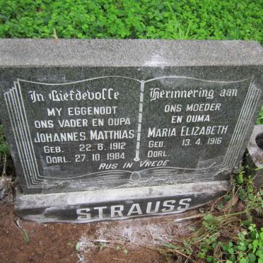 STRAUSS Johannes Matthias 1912-1984 &amp; Maria Elizabeth 1916-