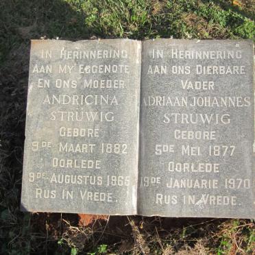 STRUWIG Adriaan Johannes 1877-1970 &amp; Andricina 1882-1966