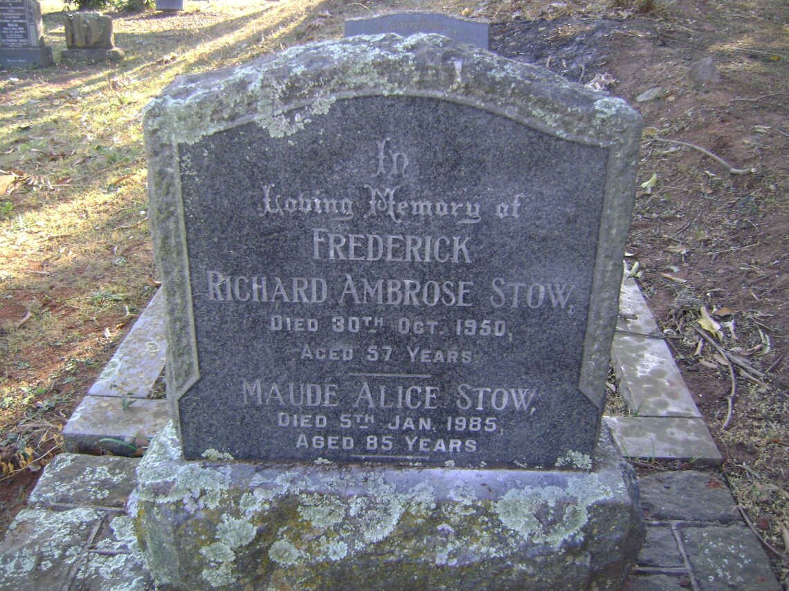 STOW Frederick Richard Ambrose -1950 &amp; Maud Alice -1985