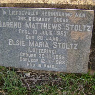 STOLTZ Barend Matthews -1953 &amp; Elsie Maria LOTTERING 1895-1968