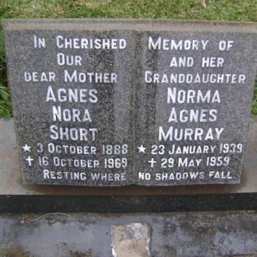 SHORT Agnes Nora 1888-1969 :: MURRAY Norma Agnes 1939-1959 :: MURRAY Marlene 1939-2010
