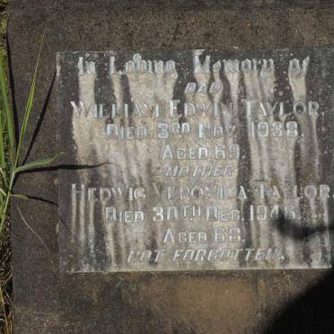 TAYLOR William Edwin -1938 &amp; Hedwig Veronica -1946