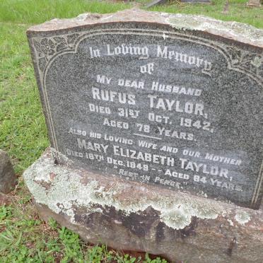TAYLOR Rufus -1942 &amp; Mary Elizabeth -1949