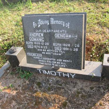 TIMOTHY Andrew Domanic 1926-1975 &amp; Gengamah 1928-1991