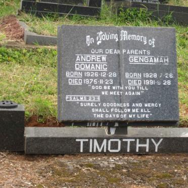 TIMOTHY Andrew Domanic 1926-1975 &amp; Gengamah 1929-1991