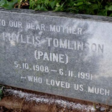 TOMLINSON Phyllis nee PAINE 1908-1991