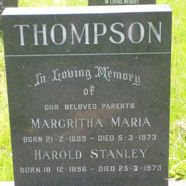 THOMPSON Harold Stanley 1896-1973 &amp; Margritha Maria 1899-1973