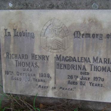 THOMAS Richard Henry -1939 &amp; Magdalena Maria Hendrina -1970