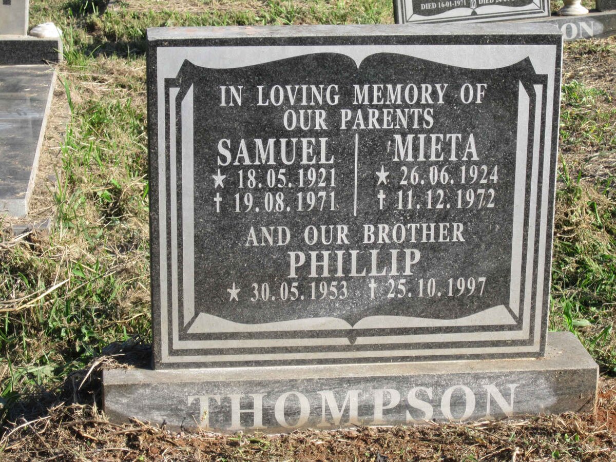 THOMPSON Samuel 1921-1971 &amp; Mieta 1924-1972 :: THOMPSON Phillip 1953-1997