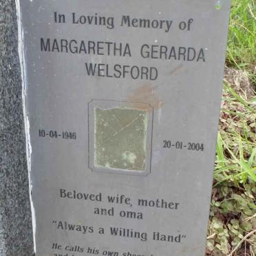 ULJEE Gerardus 1919-1992 &amp; Wilhelmina Agatha 1922-1999 :: WELSFORD Margaretha Gerarda 1946-2004