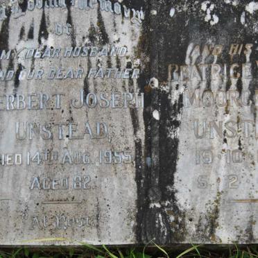 UNSTEAD Herbert Joseph -1955 &amp; Beatrice Violet MOORCROFT 1884-1979