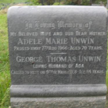 UNWIN George Thomas -1978 &amp; Adele Marie -1966