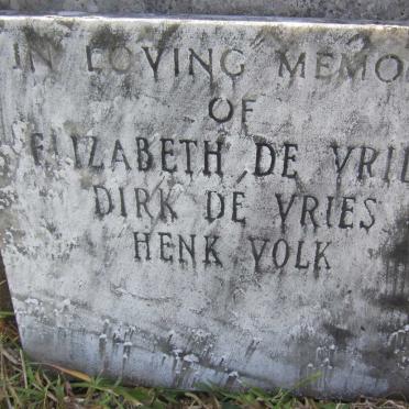 VRIES Dirk, de -1967 :: DE VRIES Elizabeth -1963 :: VOLK Henry