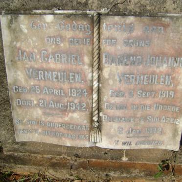 VERMEULEN Jan Gabriel 1924-1942 :: VERMEULEN Barend Johannes 1919-1942