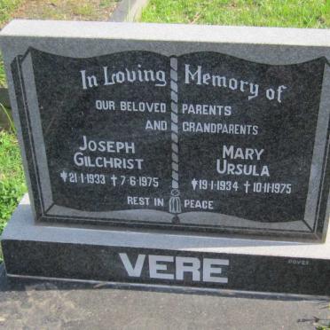 VERE Joseph Gilchrist 1933-1975 &amp; Mary Ursula 1934-1975