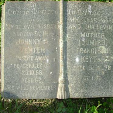 VENTER Johnny A. 1958 &amp; Francis H. Keyter -1978