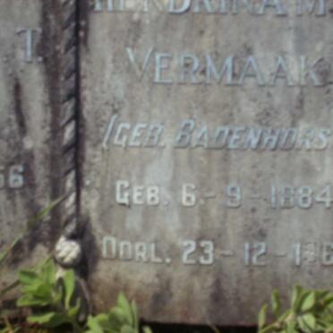 VERMAAK Coenraad J.T. -1956 &amp; Hendrina M.D. BADENHORST 1884-1967