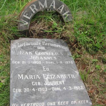 VERMAAK Izak Cornelius Johannes 1900-1975 &amp; Maria Elizabeth JOUBERT 1903-1982