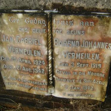VERMEULEN Barend Johannes 1919-1942 :: VERMEULEN Jan Gabriel 1924-1942