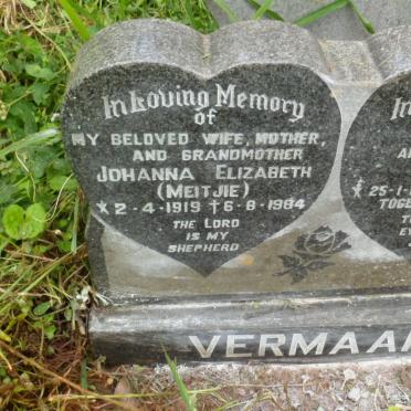 VERMAAK Fanie 1919-1992 &amp; Johanna Elizabeth 1919-1984