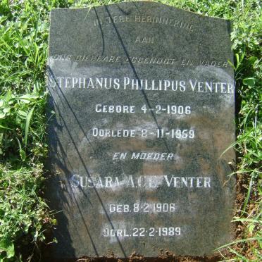 VENTER Stephanus Phillipus 1906-1959 &amp; Susara A. C. E. 1906-1989