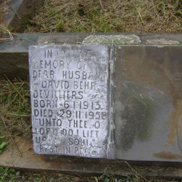 VILLIERS David Behr, de 1913-1958