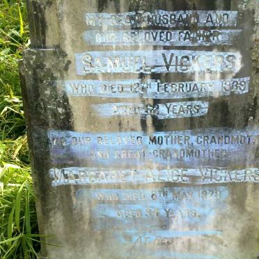 VICKERS Samuel -1939 &amp; Margaret Alice -1978