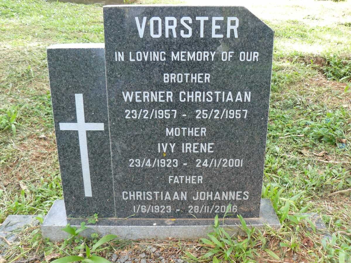 VORSTER Christiaan Johannes 1923-2006 &amp; Ivy Irene 1923-2001 :: VORSTER Werner Christiaan 1957-1957