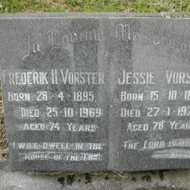 VORSTER Frederik H. 1895-1969 &amp; Jessie 1895-1974