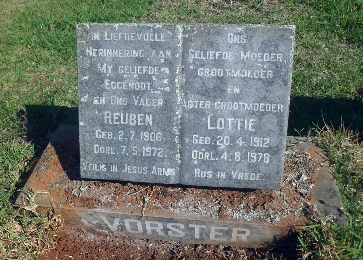 VORSTER Reuben 1906-1972 &amp; Lottie 1912-1978