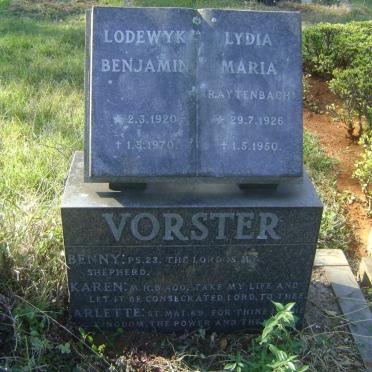VORSTER Lodewyk Benjamin 1920-1970 &amp; Lydia Maria 1926-1950