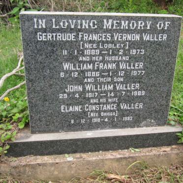 VALLER William Frank 1886-1977 &amp; Gertrude Frances Vernon LOBLEY 1889-1973