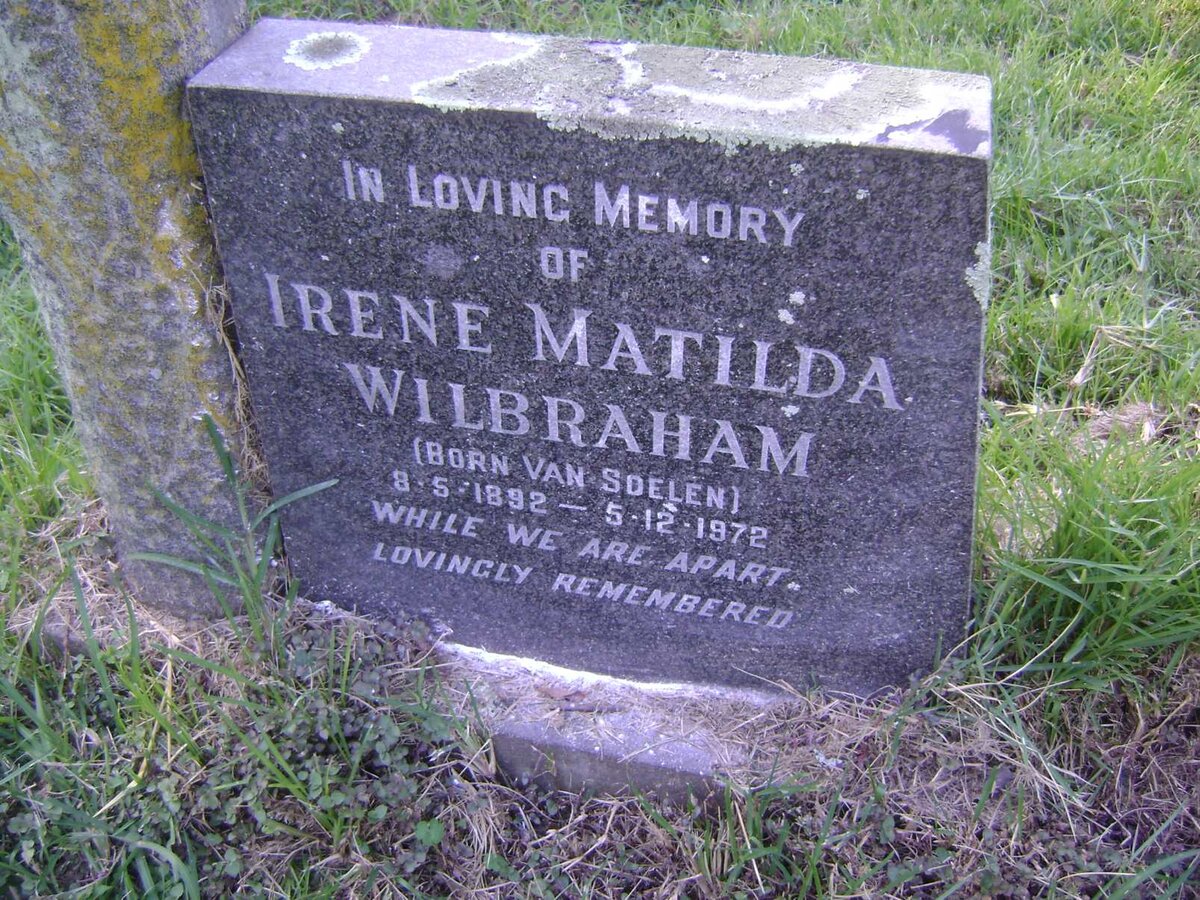 WILBRAHAM Irene Matilda nee VAN SOELEN 1892-1972