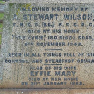 WILSON A. Stewart -1943 &amp; Effie Mary -1953