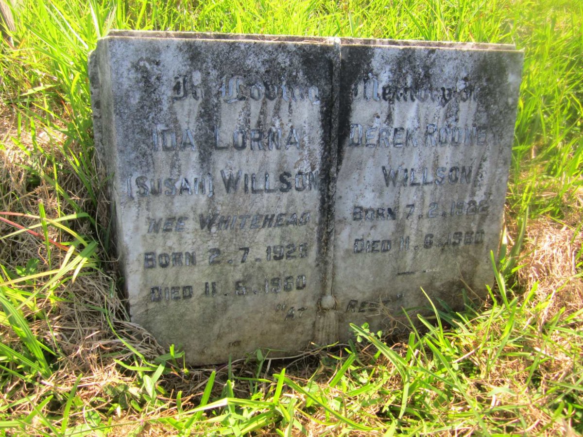 WILLSON Derek Rodney 1922-1960 &amp; Ida Lorna WHITEHEAD 1929-1960