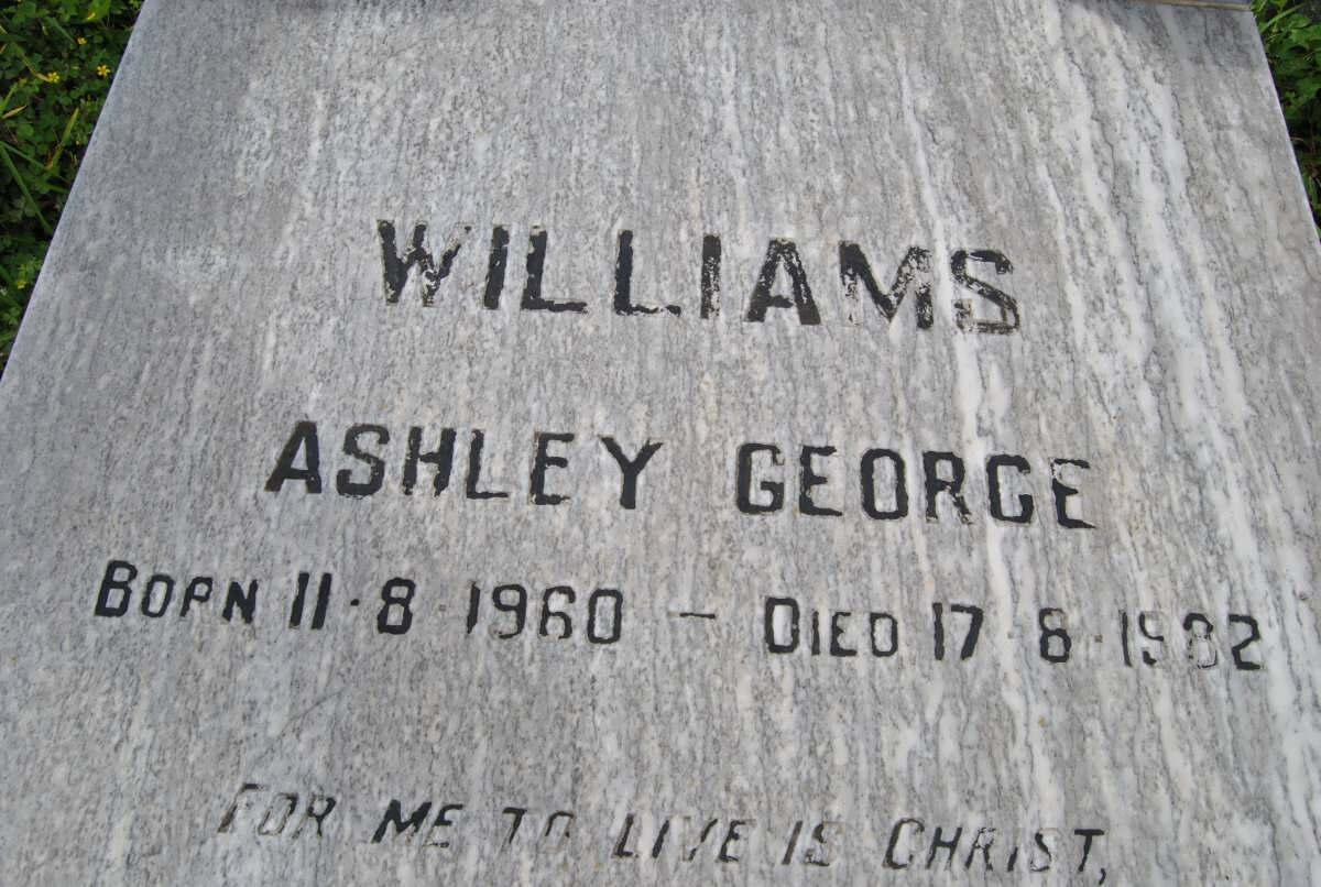 WILLIAMS Ashley George 1960-1982
